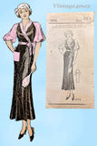 Own Name 3098: 1930s Stunning Misses House Coat Sz 38 B Vintage Sewing Pattern
