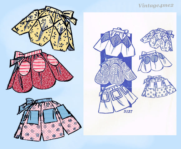 Mail Order 3127: 1960s Cute Misses Cocktail Apron Set Vintage Sewing Pattern