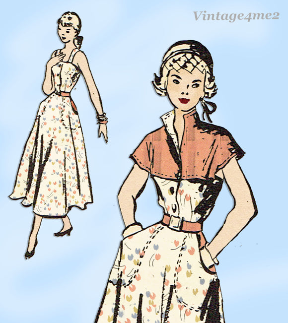 Mail Order 3204: 1950s Uncut Misses Sun Dress Sz 30 B Vintage Sewing Pattern