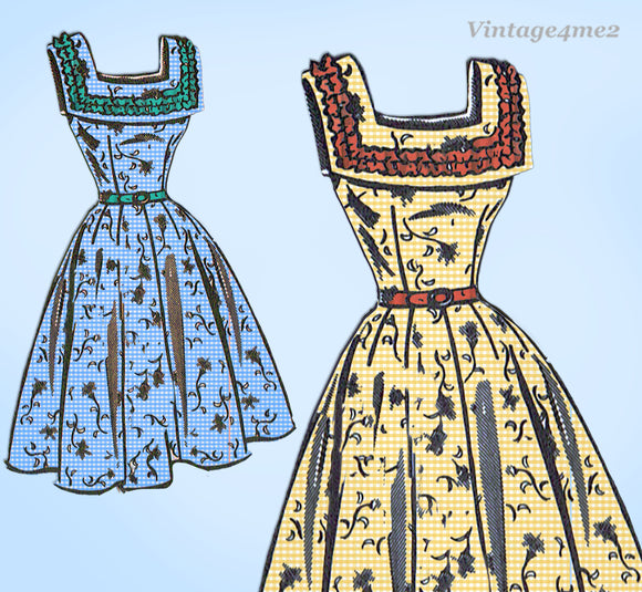 1950s Vintage Mail Order Sewing Pattern 3250 Uncut Misses Sun Dress Sz 34 B