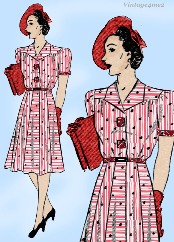 Mail Order 330: 1940s Uncut Misses Designer Dress 36B Vintage Sewing Pattern