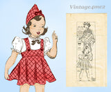 1930s Vintage Mail Order Pattern 4314 WWII Toddler Girls Dress & Hat Sz 6