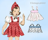 1930s Vintage Mail Order Pattern 4314 WWII Toddler Girls Dress & Hat Sz 6