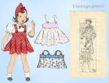 1930s Vintage Mail Order Pattern 4314 WWII Toddler Girls Dress & Hat Sz 6