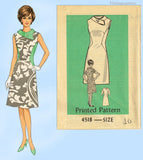 Anne Adams 4518: 1960s Misses Mid Mod Dress Sz 36 B Vintage Sewing Pattern