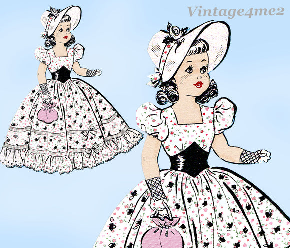 Anne Adams 4546: 1950s Scarlett O'Hara 18 Inch Doll Clothes Vintage Sewing Pattern