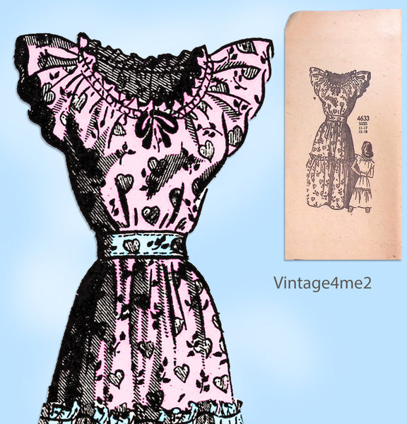 1940s Original Vintage Anne Adams Pattern 4633 Ladies Tiered Dress Uncut 35B