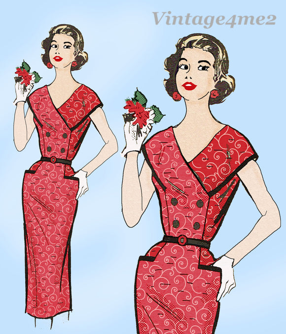 1950s Vintage Anne Adams Sewing Pattern 4670 Chic Misses Sun Dress Sz 40 Bust