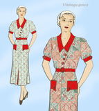 1930s Vintage Anne Adams Sewing Pattern 4673 Misses Street Dress Sz 38 Bust
