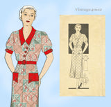 1930s Vintage Anne Adams Sewing Pattern 4673 Misses Street Dress Sz 38 Bust