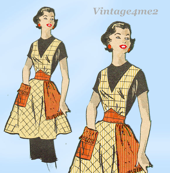 Anne Adams 4765: 1950s Misses Uncut Apron & Towel Sz MED Vintage Sewing Pattern