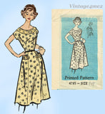 Anne Adams 4785: 1950s Easy Misses Day Dress Sz 34 B Vintage Sewing Pattern