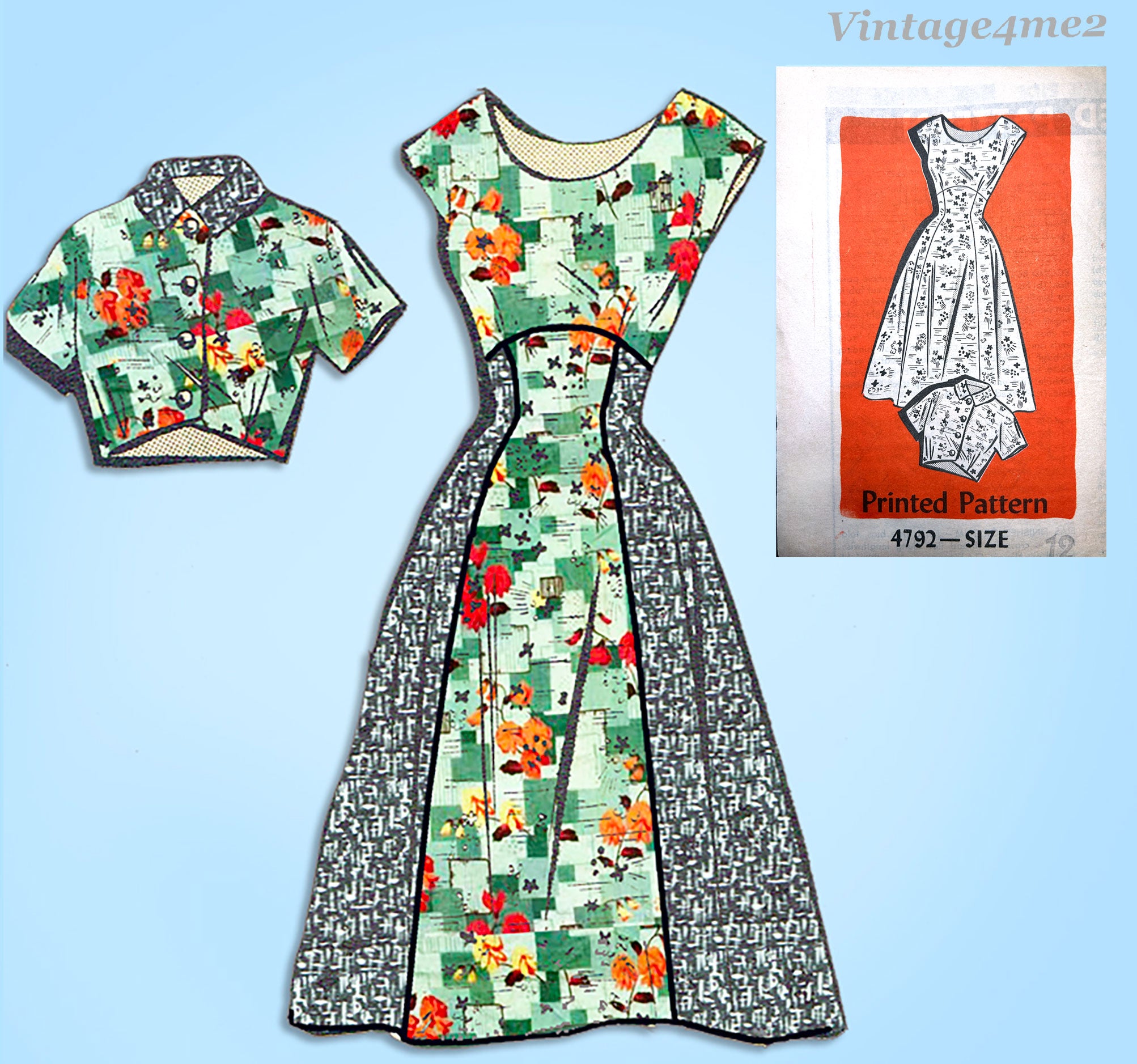 sewing patterns vintage dresses free 1950s Vintage Mail Order Sewing Pattern 4792 Misses Empire Dress 30 B – Vintage4me2