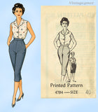 Anne Adams 4794: 1960s Womens Peddle Pusher Pants Sz 42 B Vintage Sewing Pattern