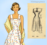 1940s Vintage Anne Adams Sewing Pattern 4834 Uncut Misses Sun Dress Sz 32 Bust