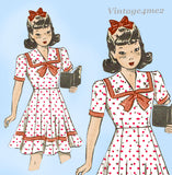 Anne Adams 4898: 1940s Little Girls Sailor Dress Sz 10 Vintage Sewing Pattern