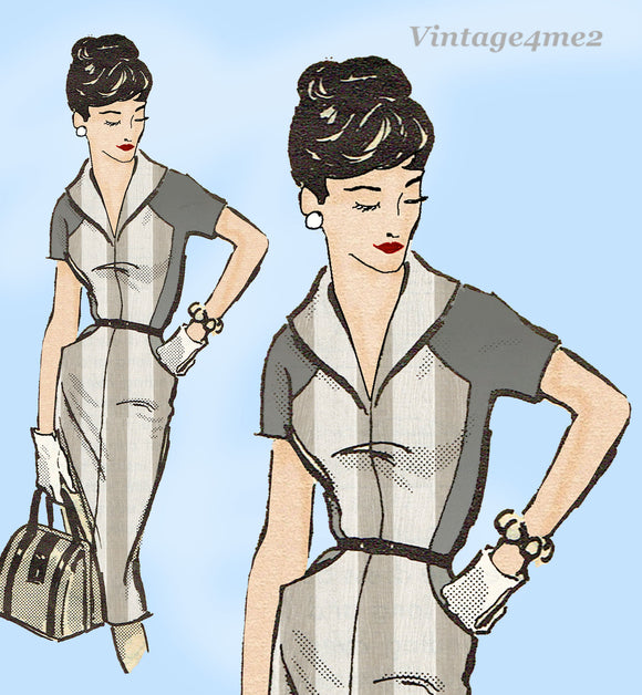 1950s Vintage Anne Adams Sewing Pattern 4901 Misses Slender Dress Size 36 Bust