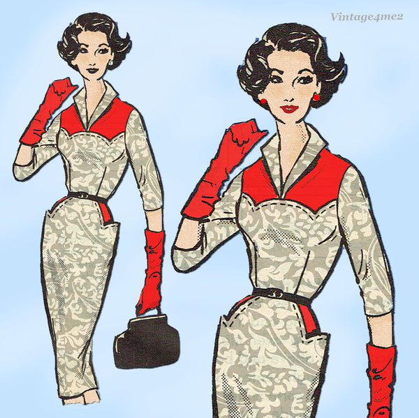 1950s Vintage Anne Adams Pattern 4537 Rockabilly Dress 35B Vintage4me2