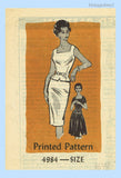 Anne Adams 4984: 1960s Stunning Misses 2 PC Dress Sz 37 B Vintage Sewing Pattern