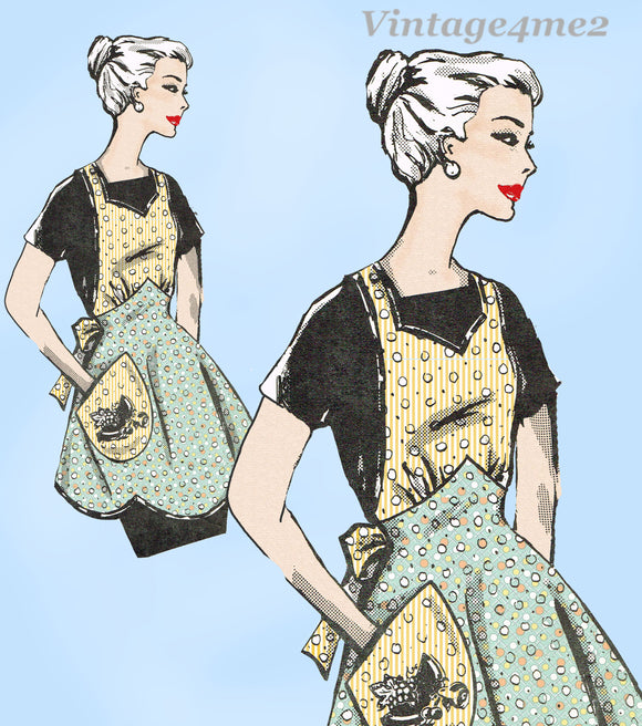 Mail Order 5876: 1940s Uncut Misses Full Bib Apron Sz 34 B Vintage Sewing Pattern