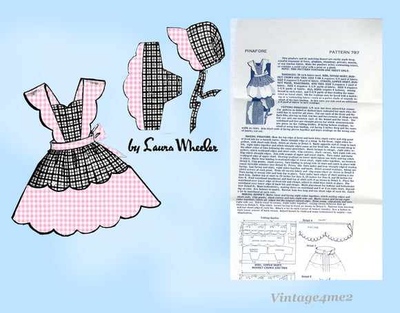 Mail Order 787: 1950s Pinafore w Bonnet Vintage Sewing Pattern size , 2,4 or 6 Uncut
