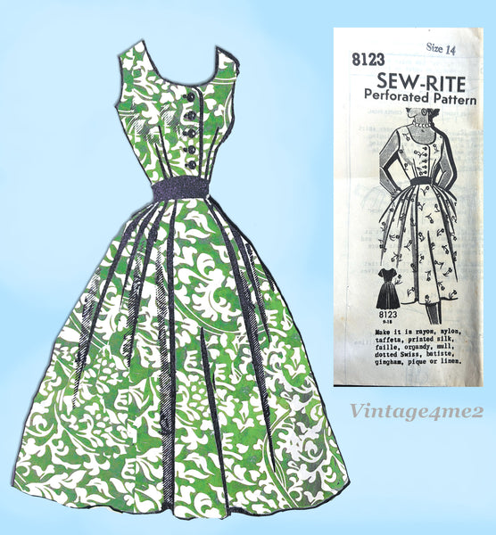 Mail Order 8123: 1950s Full Skirt Rockabilly Dress Sz 32 B Vintage Sewing Pattern
