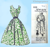 Mail Order 8123: 1950s Full Skirt Rockabilly Dress Sz 32 B Vintage Sewing Pattern