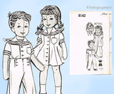 1940s Vintage Mail Order Sewing Pattern 8142 Uncut 30in Brother Sister Sailor Dolls