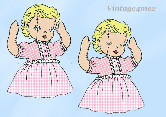 1950s Vintage Mail Order Sewing Pattern 816 Uncut Asleep Awake Cloth Baby Doll