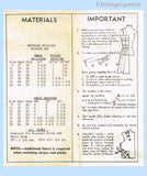 Sew Rite Mail Order Pattern 8186 Size and Fabric Requirements