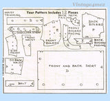 Sew Rite Mail Order Pattern Chart of Pieces