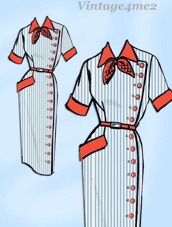 1950s Vintage Mail Order Sewing Pattern 8256 Uncut Misses Dress Size 31 Bust