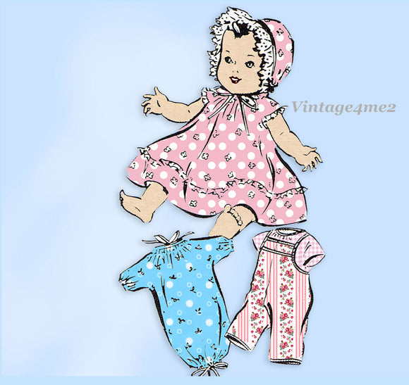Mail Order 8258: 1950s Cute 16inch Baby Doll Clothes Set Vintage Sewing Pattern
