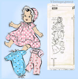 Mail Order 8258: 1950s Cute 16inch Baby Doll Clothes Set Vintage Sewing Pattern