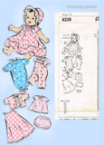 Mail Order 8258: 1950s Cute 16inch Baby Doll Clothes Set Vintage Sewing Pattern