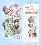 1950s Vintage Mail Order Sewing Pattern 8319 Cute 14in Little Girl Doll Clothes