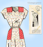 1940s Vintage Mail Order Sewing Pattern 8580 Uncut Saddle Shoulder Dress Sz 34 B