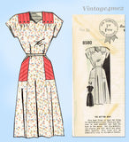 1940s Vintage Mail Order Sewing Pattern 8580 Uncut Saddle Shoulder Dress Sz 34 B