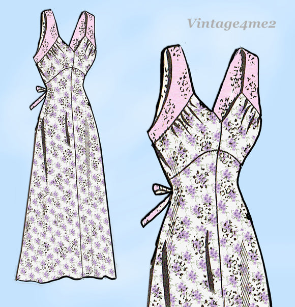 1950s Vintage Mail Order Sewing Pattern 8652 Stunning Plus Size Nightgown Sz 46B