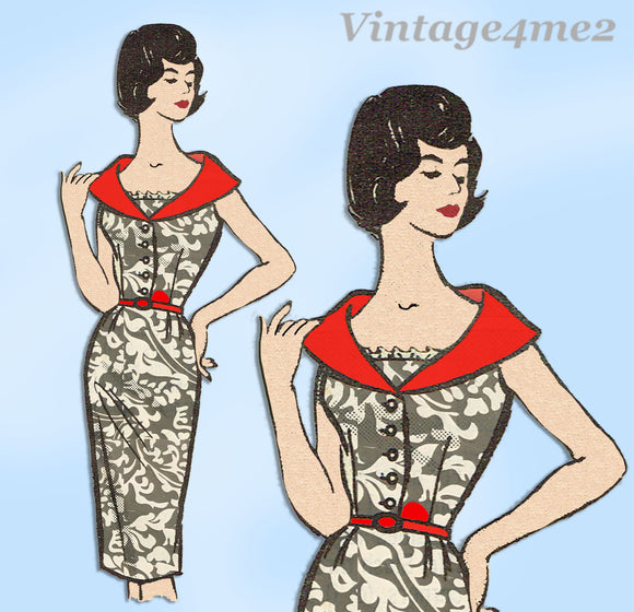 1950s Vintage Marian Martin Sewing Pattern 9055 Stylish Misses Sun Dress 33 B