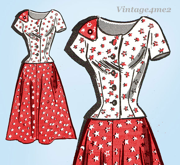 1950s Vintage Marian Martin Sewing Pattern 9058 Misses Sun Dress & Jacket Sz 34B