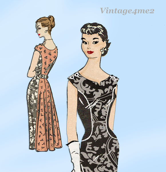 Marian Martin 9069: 1950s Chic Misses Cocktail Dress Sz 34 B Vintage Sewing Pattern