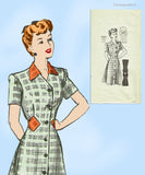 1940s Vintage Marian Martin Sewing Pattern 9093 Misses WWII Street Dress Sz 37 B
