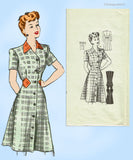 1940s Vintage Marian Martin Sewing Pattern 9093 Misses WWII Street Dress Sz 37 B