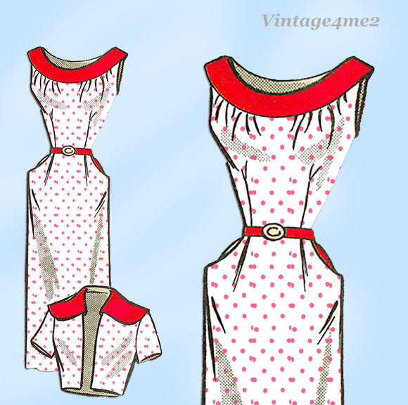 1950s Vintage Marian Martin Sewing Pattern 9110 Misses Slender Dress & Bolero 30 B