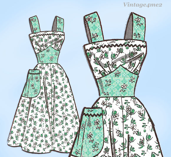 1950s Vintage Marian Martin Sewing Pattern 9114 Chic Misses Sun Dress Sz 36 B