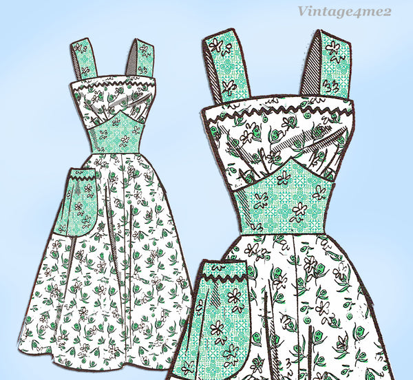 1950s Vintage Marian Martin Sewing Pattern 9114 Chic Misses Sun Dress Sz 36 B