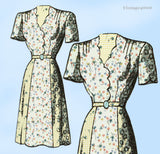 Marian Martin 9150: 1940s Misses Scalloped Dress Sz 46 B Vintage Sewing Pattern