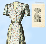 Marian Martin 9150: 1940s Misses Scalloped Dress Sz 46 B Vintage Sewing Pattern