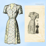 Marian Martin 9150: 1940s Misses Scalloped Dress Sz 46 B Vintage Sewing Pattern